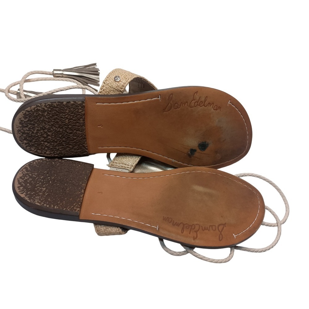 Sam Edelman Geri 3 Floral Embroidered Braided Tie Up Sandals SKUW671 - Picture 4 of 6